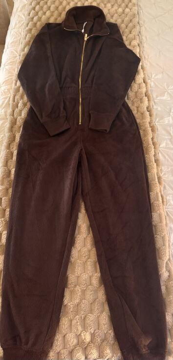 Fabletics Pants - FABLETICS Cozy Cord Zip Jumpsuit Brown Solid Corduroy Women Size S